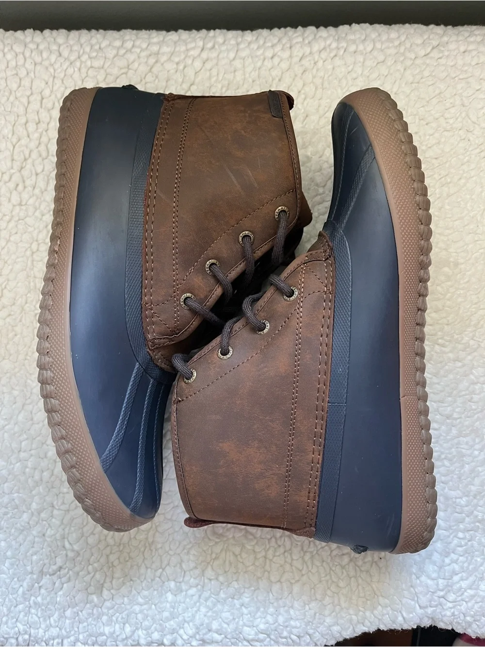 Sperry Brown/Navy Duck Boots for Men - Lace-Up Waterproof Ankle Boots